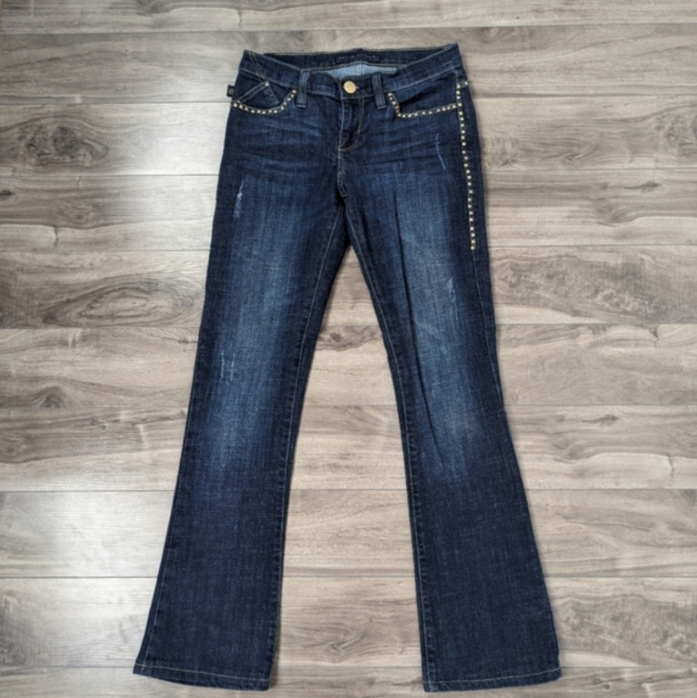 Rock & Republic Jeans Bling Pocket Low Rise Boot Cut Kasandra Gold Size 4